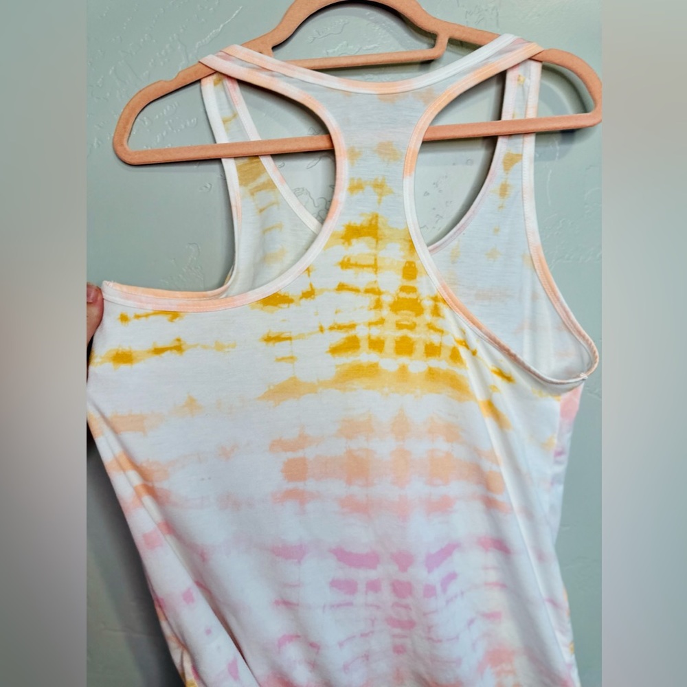 Tie Dye Tank Racer Back Light Weight Orange/Pink/White SZ LARGE - Picture 7 of 14